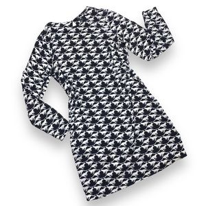 H&M Womens Size 4 Long Sleeve Maxi Dress Black & White Cat Pattern Casual Dress